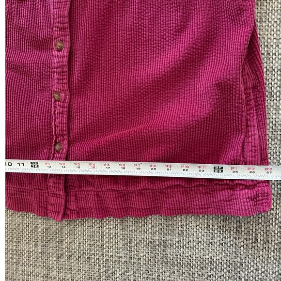 LL BEAN Wide Whale Corduroy Button Front Shirt Jacket Pockets Burgundy 2X - Picture 7 of 7